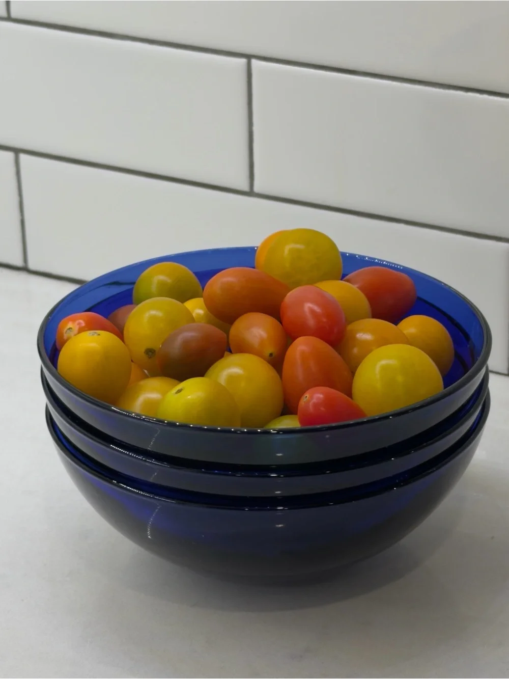 Set of 3 Cobalt Blue Glass Bowls